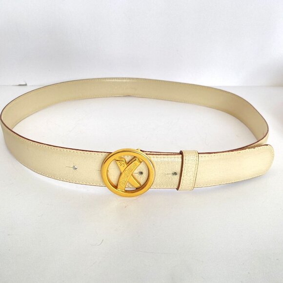 By Paloma Picasso Cream XL US 32 EU 85 Supple Italian Leather Belt main image 14